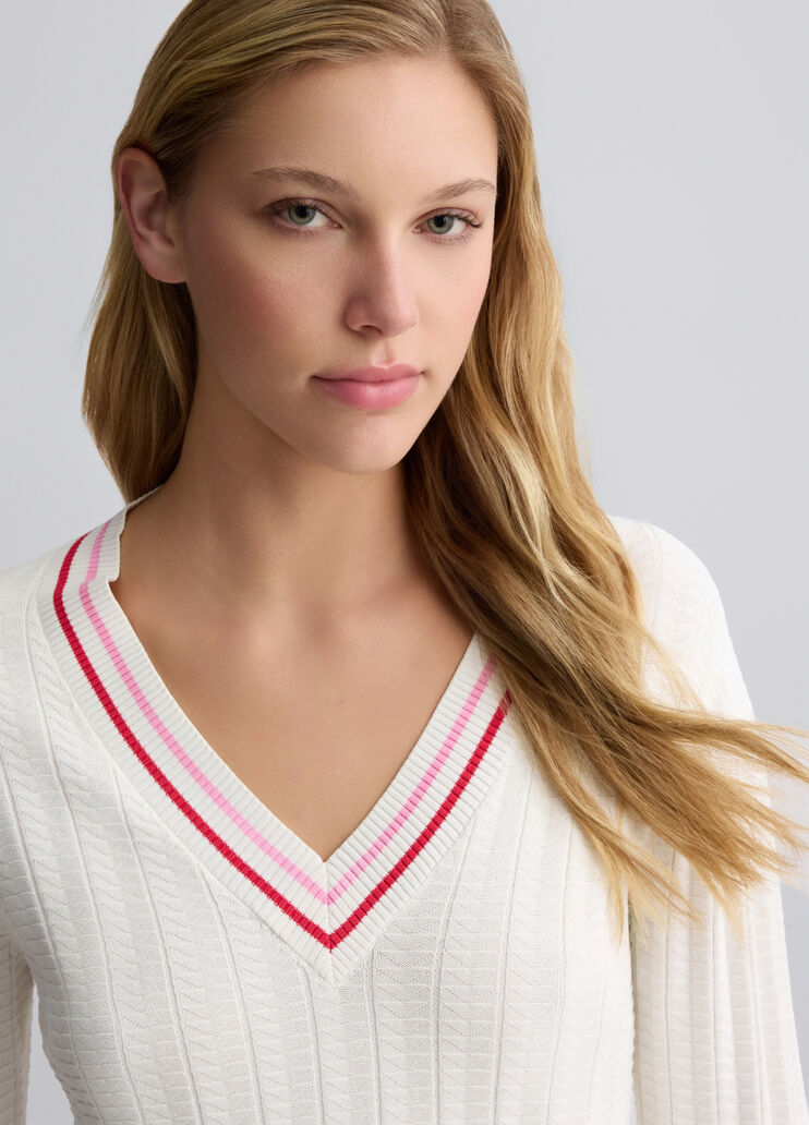 White jumper with colourful stripes white Liu Jo - large image number 2 White jumper with colourful stripes white Liu Jo - large image number 2