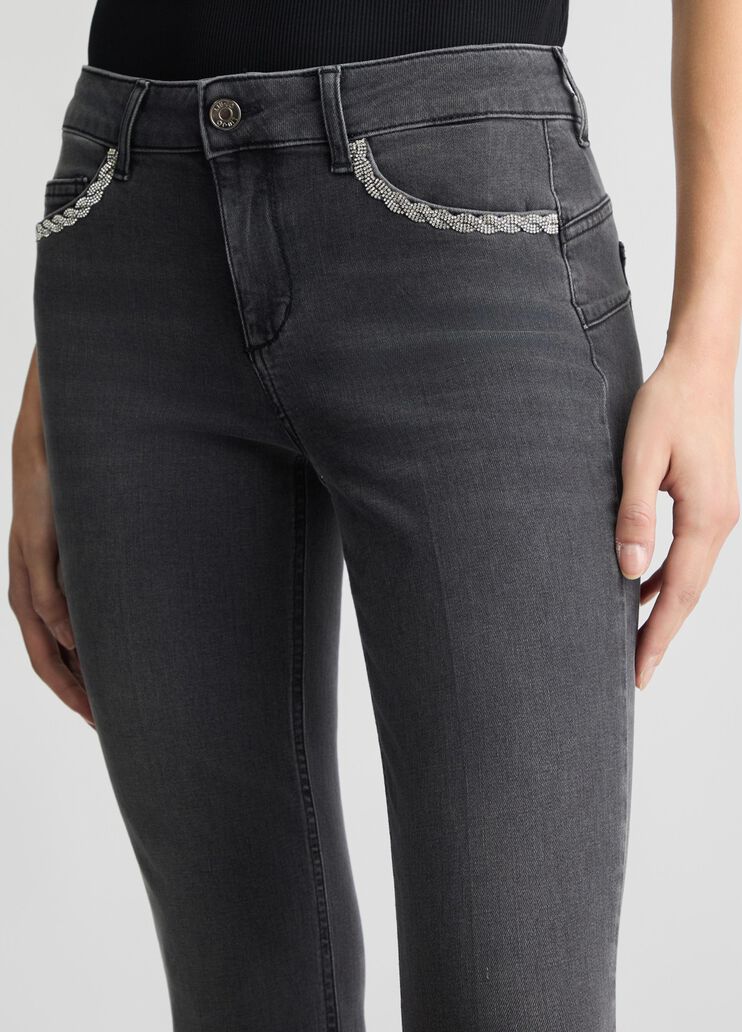 Black bootcut jeans with rhinestones black denim Liu Jo - large image number 4 Black bootcut jeans with rhinestones black denim Liu Jo - large image number 4
