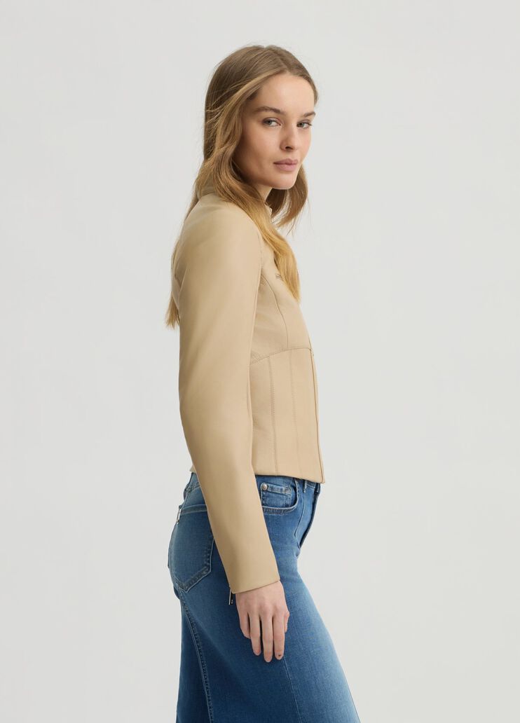 Natural beige leather biker jacket  beige Liu Jo - large image number 3 Natural beige leather biker jacket  beige Liu Jo - large image number 3