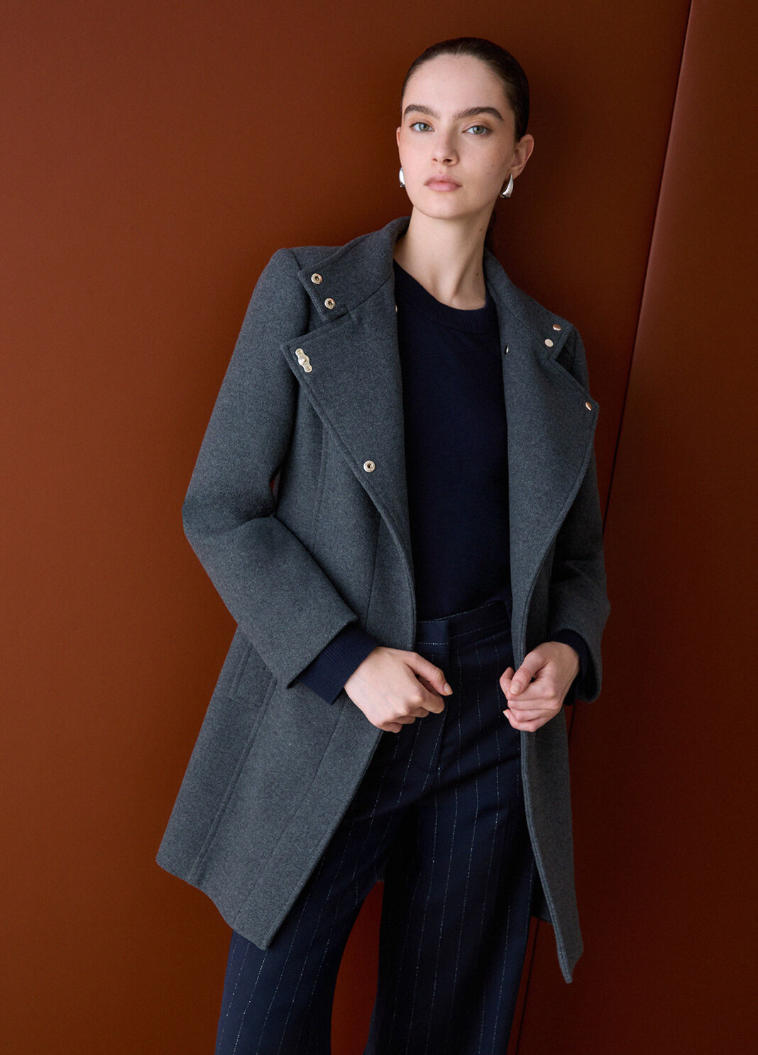 Midi coat in wool blend fabric grey Liu Jo - large image number 3