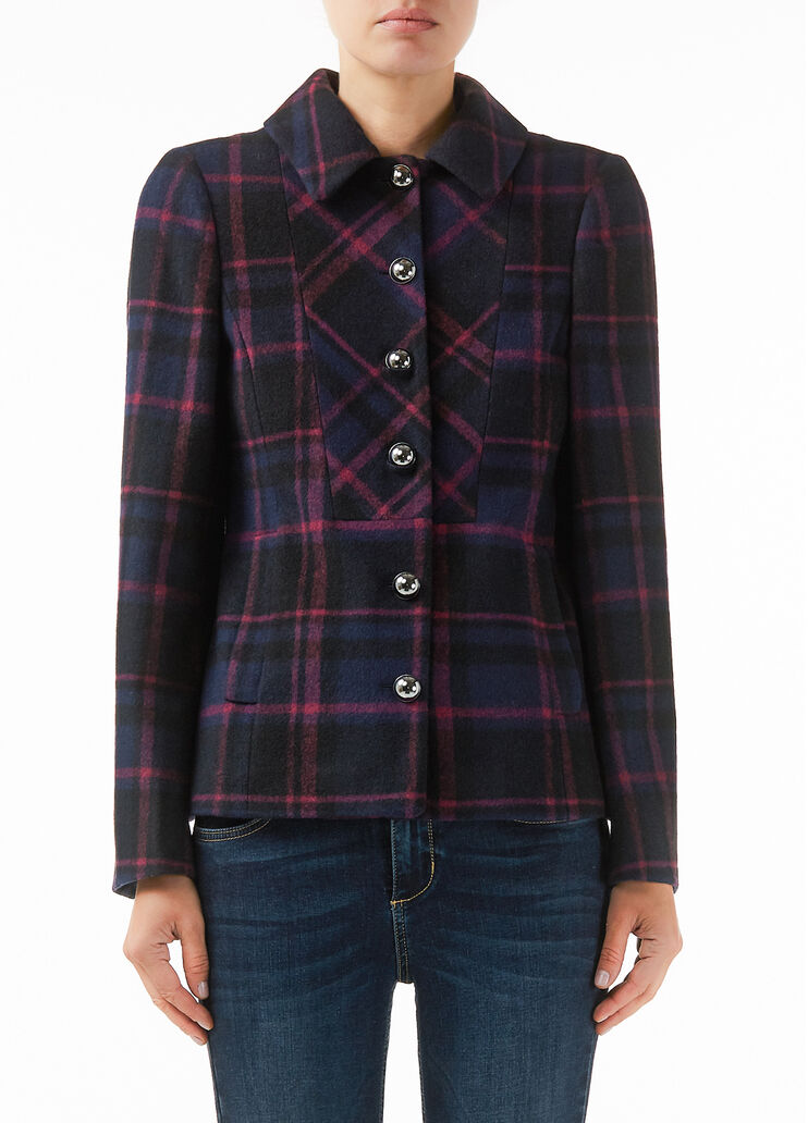 Пальто с объёмными рукавами Синяя/красная клетка-шотландка Liu Jo - large image number 0