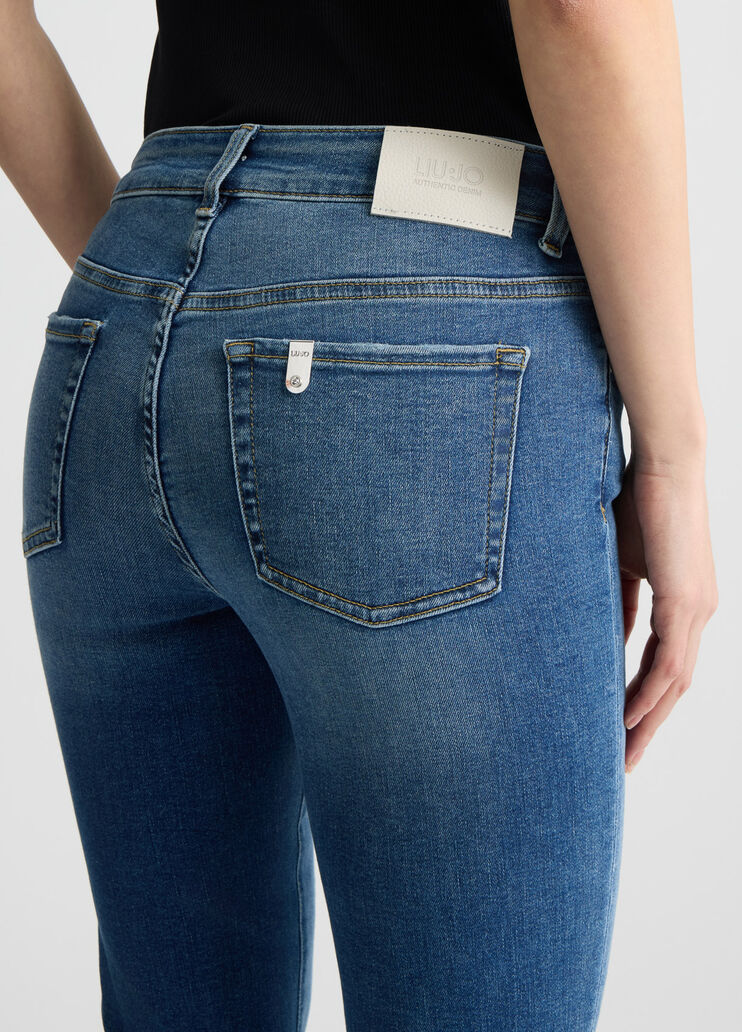 Cropped flared jeans  dark denim Liu Jo - large image number 4 Cropped flared jeans  dark denim Liu Jo - large image number 4