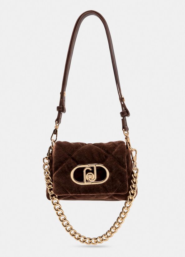 Sac petit format LaPuffy en velours marron foncé Liu Jo - large image number 1