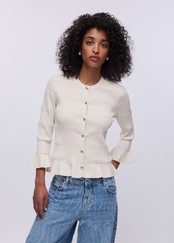 Cardigan con volant cappuccino Liu Jo - medium