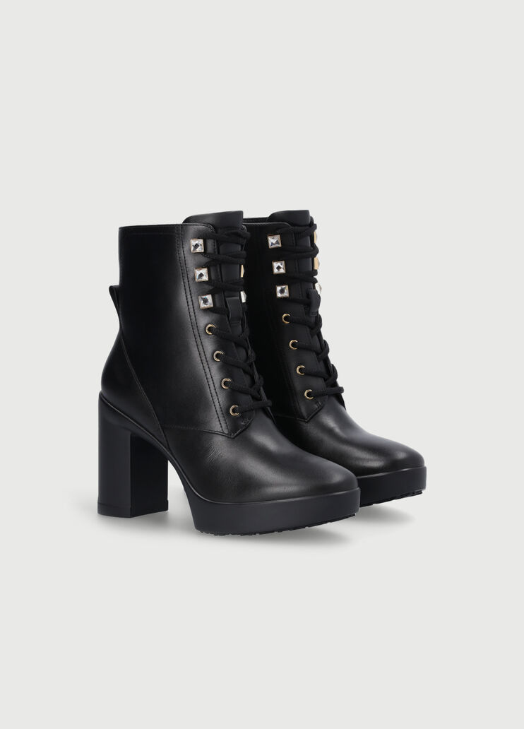 Laceup ankle boots with wide heel black Liu Jo - large image number 2