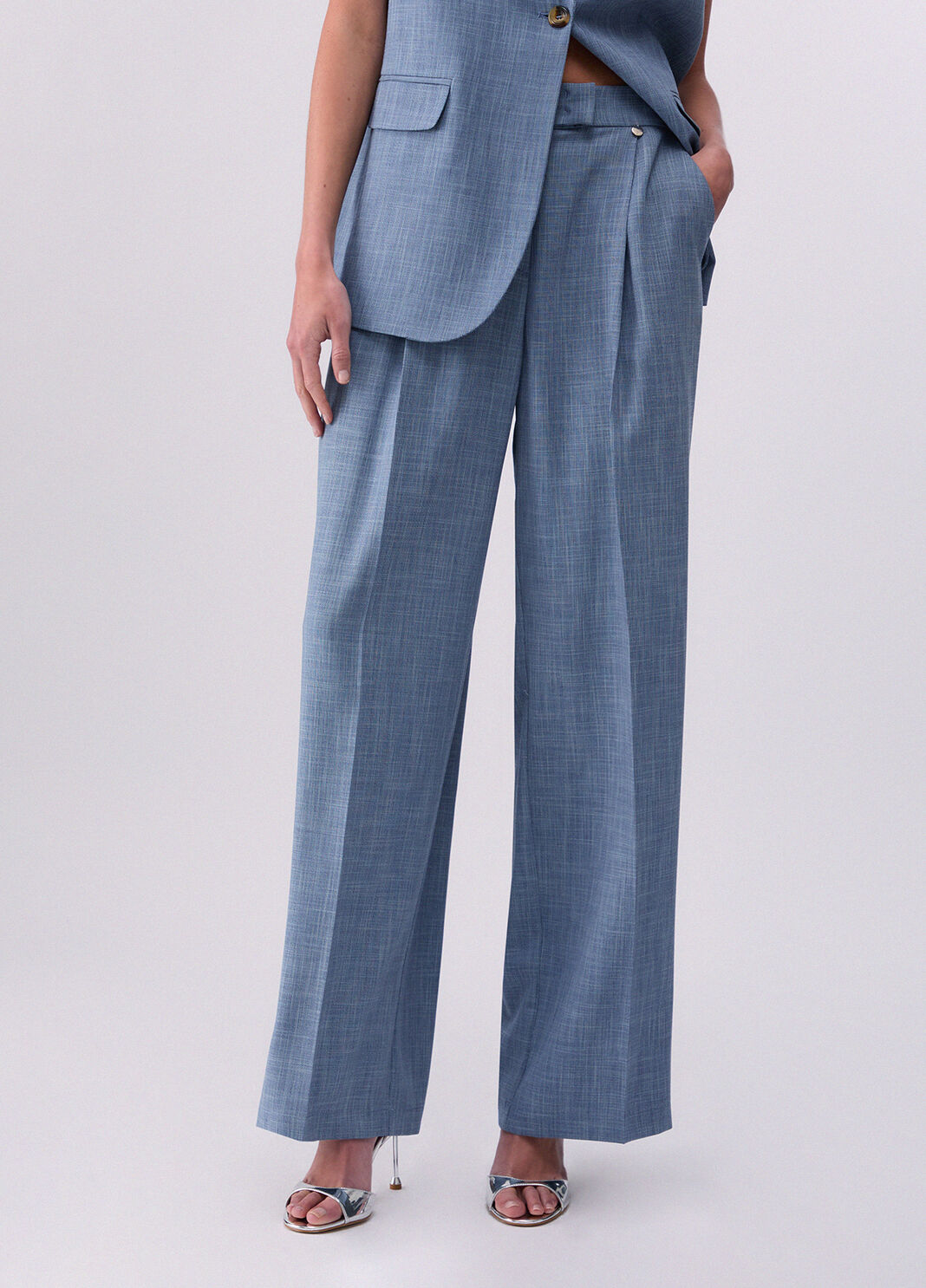 Palazzohose aus Melange-Stoff Blau Liu Jo - large image number 0