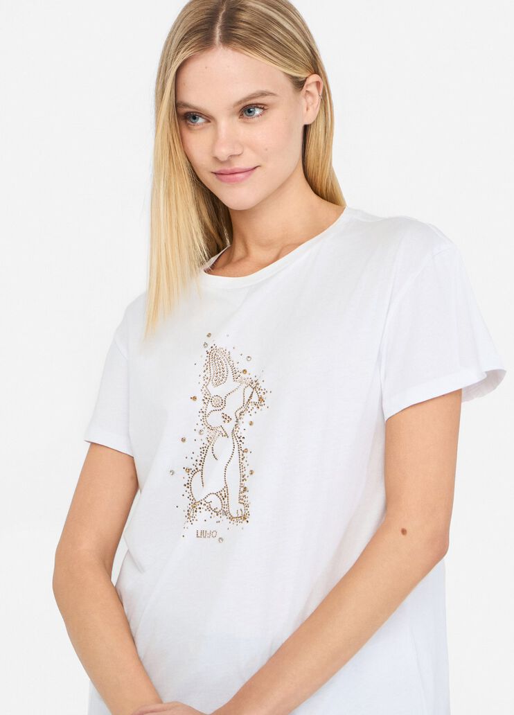 T-shirt with rhinestones white Liu Jo - large image number 4 T-shirt with rhinestones white Liu Jo - large image number 4