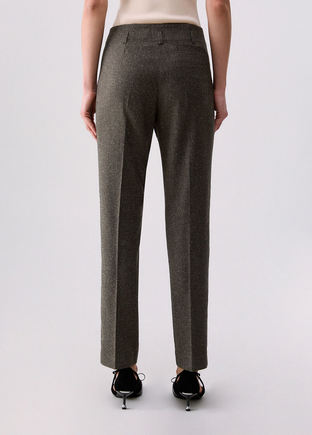 Pantalon cigarette en tweed vert fonc&eacute; Liu Jo - large image number 1
