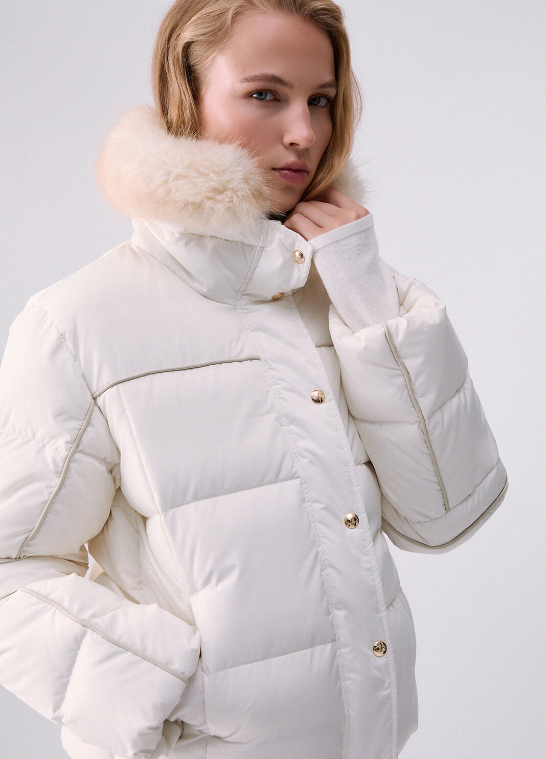 Puffer jacket with collar teddy white Liu Jo - large image number 4