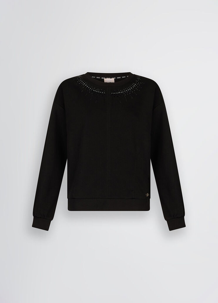 Sweatshirt with rhinestones black Liu Jo - large image number 6 Sweatshirt with rhinestones black Liu Jo - large image number 6