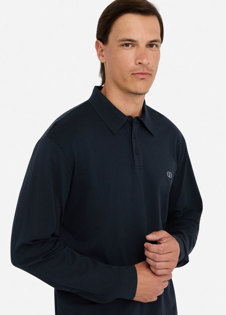 Polo en piqué de coton bleu foncé Liu Jo - large image number 2 Polo en piqué de coton bleu foncé Liu Jo - large image number 2