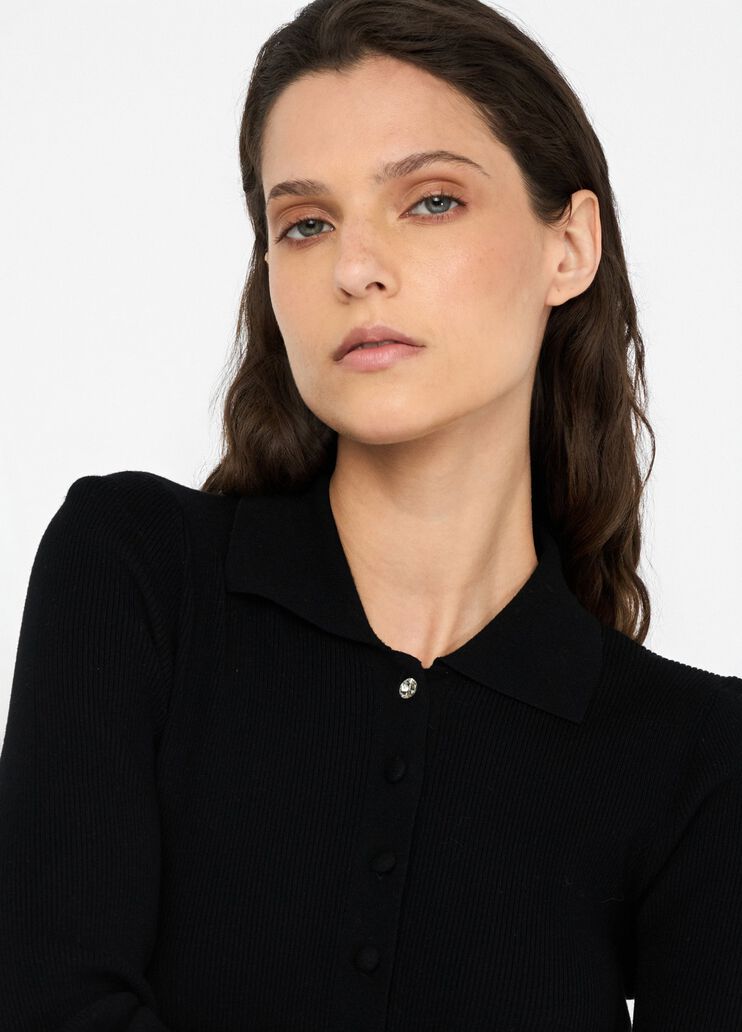 Poloshirt mit Schmucksteinbesatz Schwarz Liu Jo - large image number 2