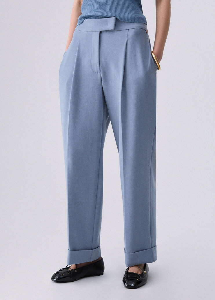 M&eacute;lange Trousers with Cuff light blue Liu Jo - medium