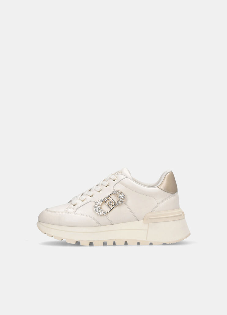 Leather sneakers with jewel logo white Liu Jo - large image number 5