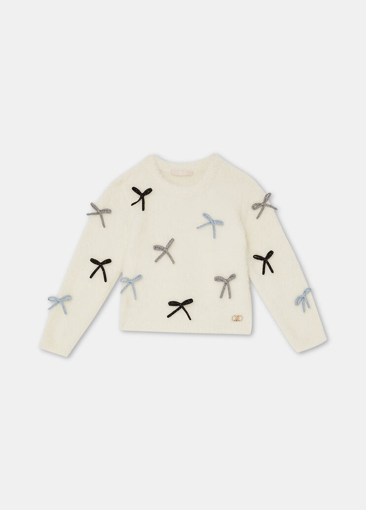 Pullover mit kleinen Schleifen Weiß/Flocken Liu Jo - large image number 2