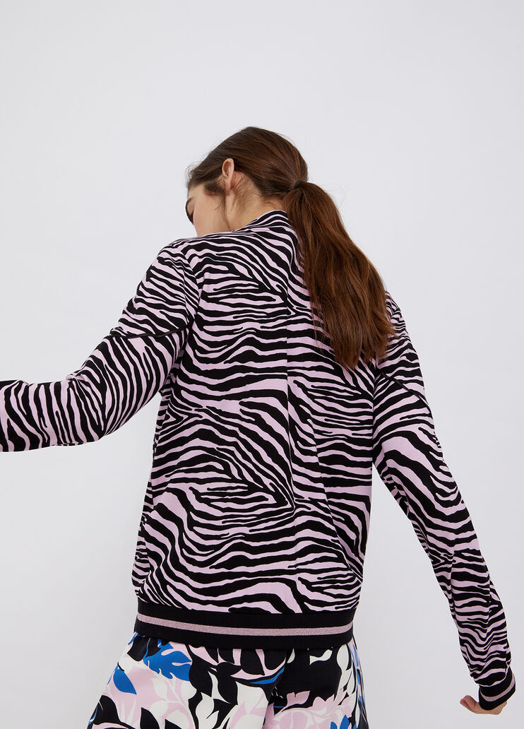 Cardigan zippé rose clair et noir Liu Jo - large image number 1 Cardigan zippé rose clair et noir Liu Jo - large image number 1