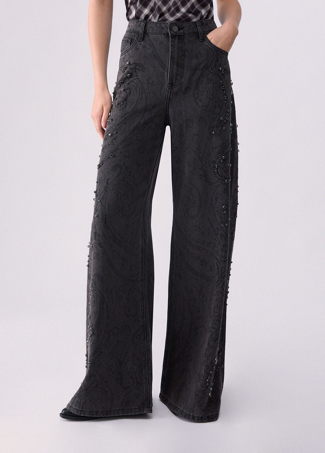 Flared jeans with gemstones black denim Liu Jo - large image number 0