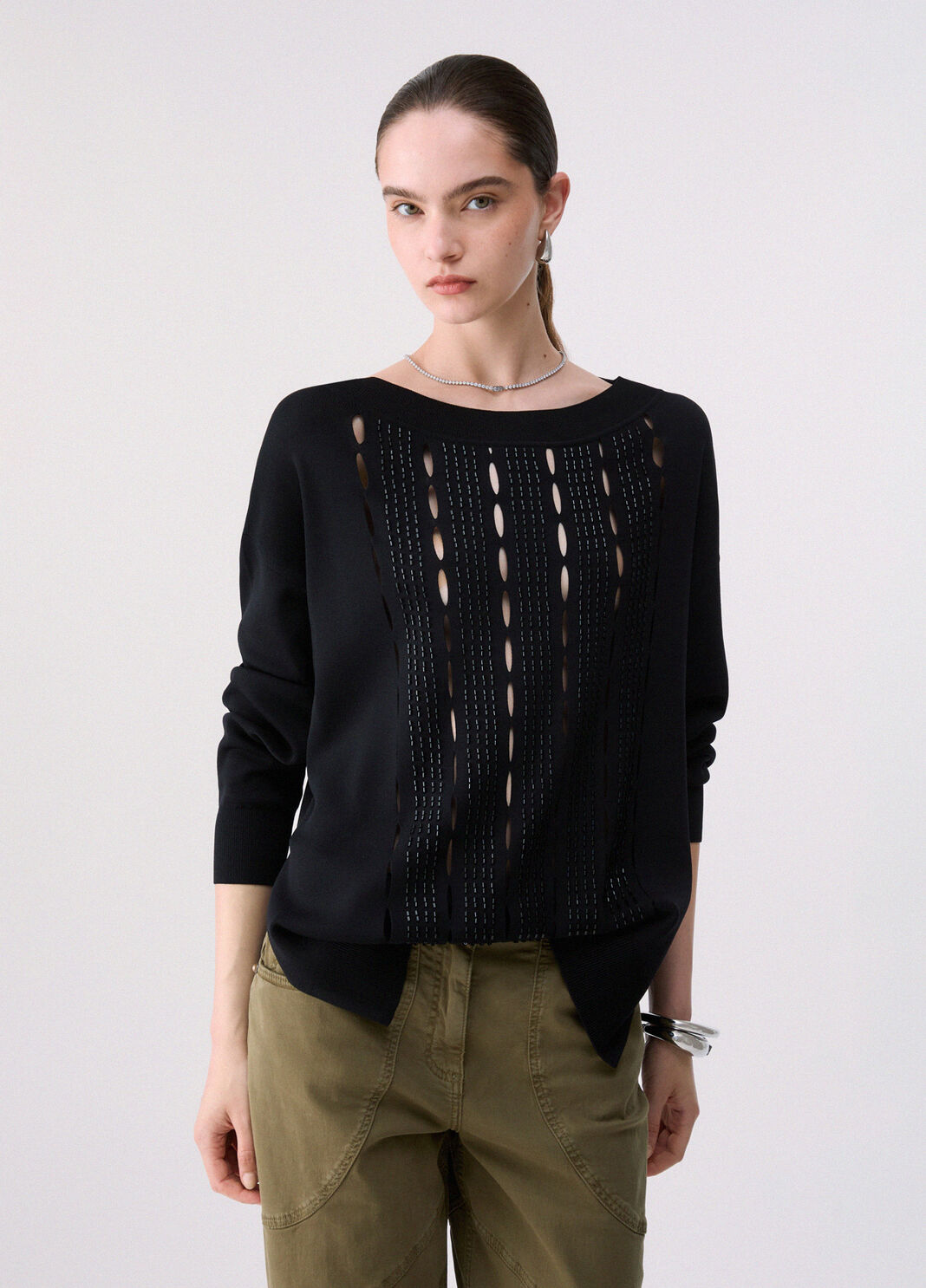 Strick mit Cut-outs bestickt schwarz Liu Jo - large image number 0