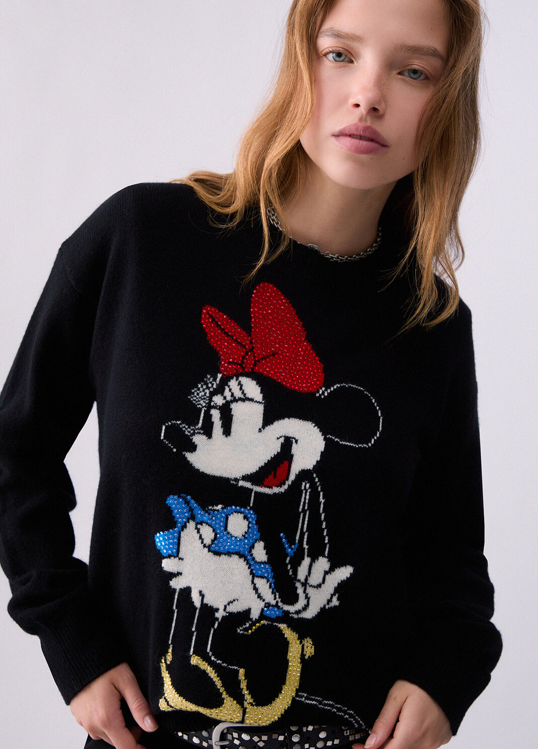 Maglia jacquard in lana Mrs Mouse nero/Miss mouse Liu Jo - large image number 4