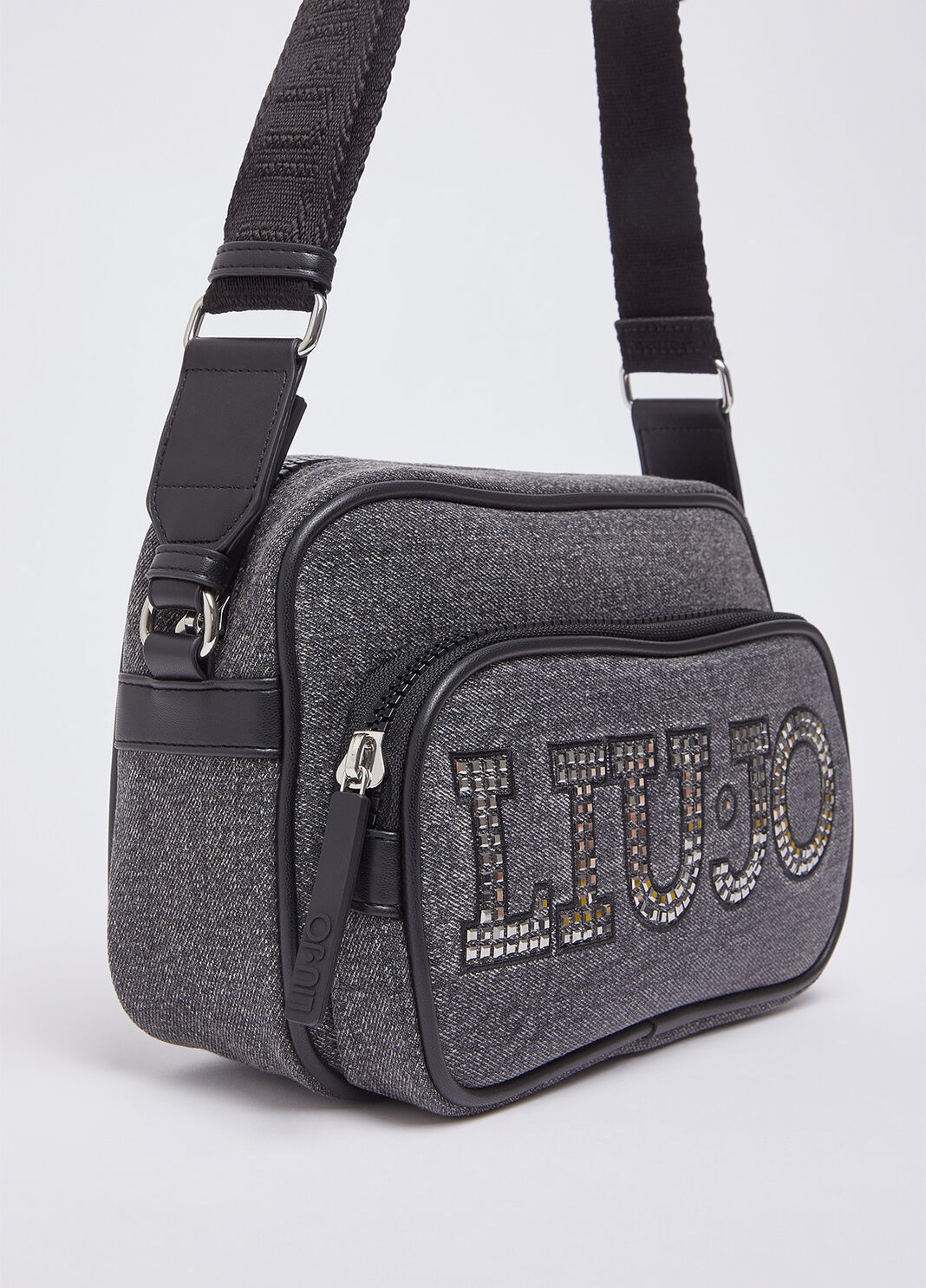 Medium crossbody bag with logo grey denim Liu Jo - large image number 5