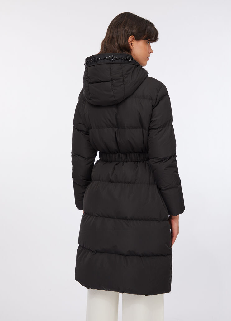 Longline down jacket with bejewelled embroidery black Liu Jo - large image number 1