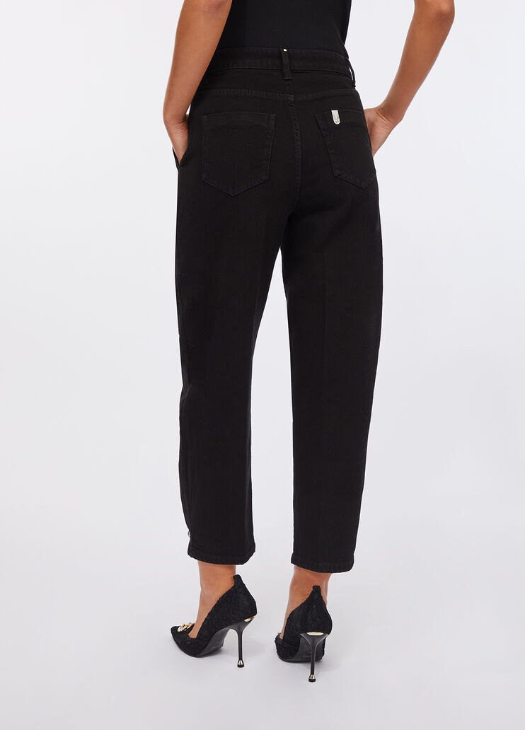 Jeans cropped ballon denim nero Liu Jo - large image number 1