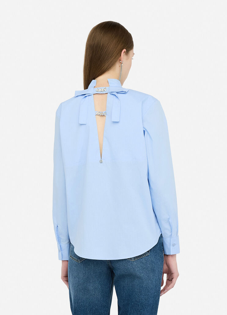 Shirt with bejewelled bow light blue Liu Jo - large image number 1 Shirt with bejewelled bow light blue Liu Jo - large image number 1