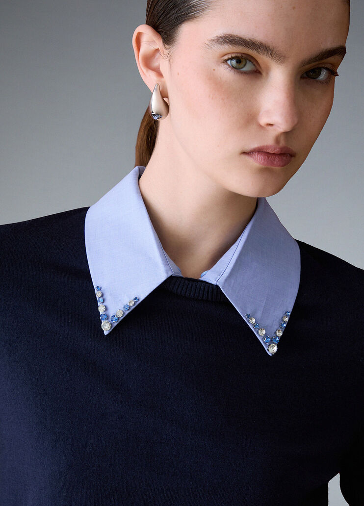 Knit with detail poplin dark blue Liu Jo - medium