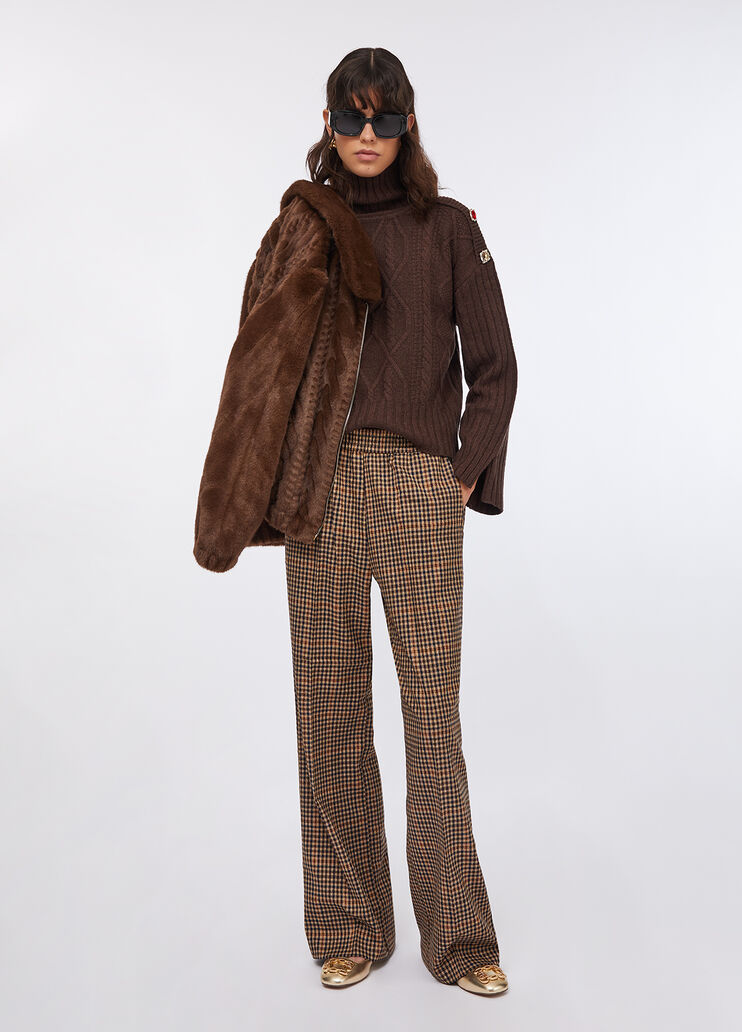 Flared chequered trousers beige Liu Jo - medium