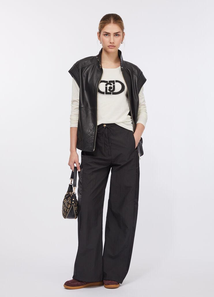 T-shirt en coton avec logo blanc Liu Jo - large image number 5