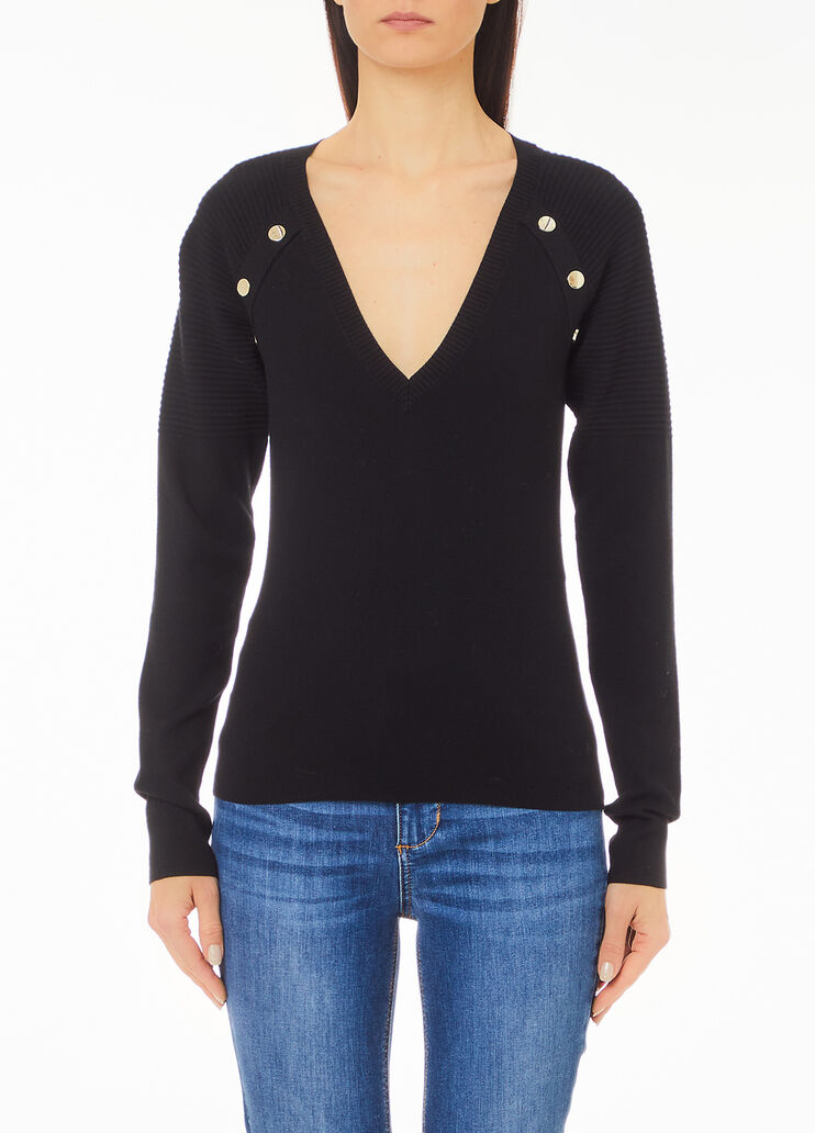 Pull avec boutons noir Liu Jo - medium Pull avec boutons noir Liu Jo - medium