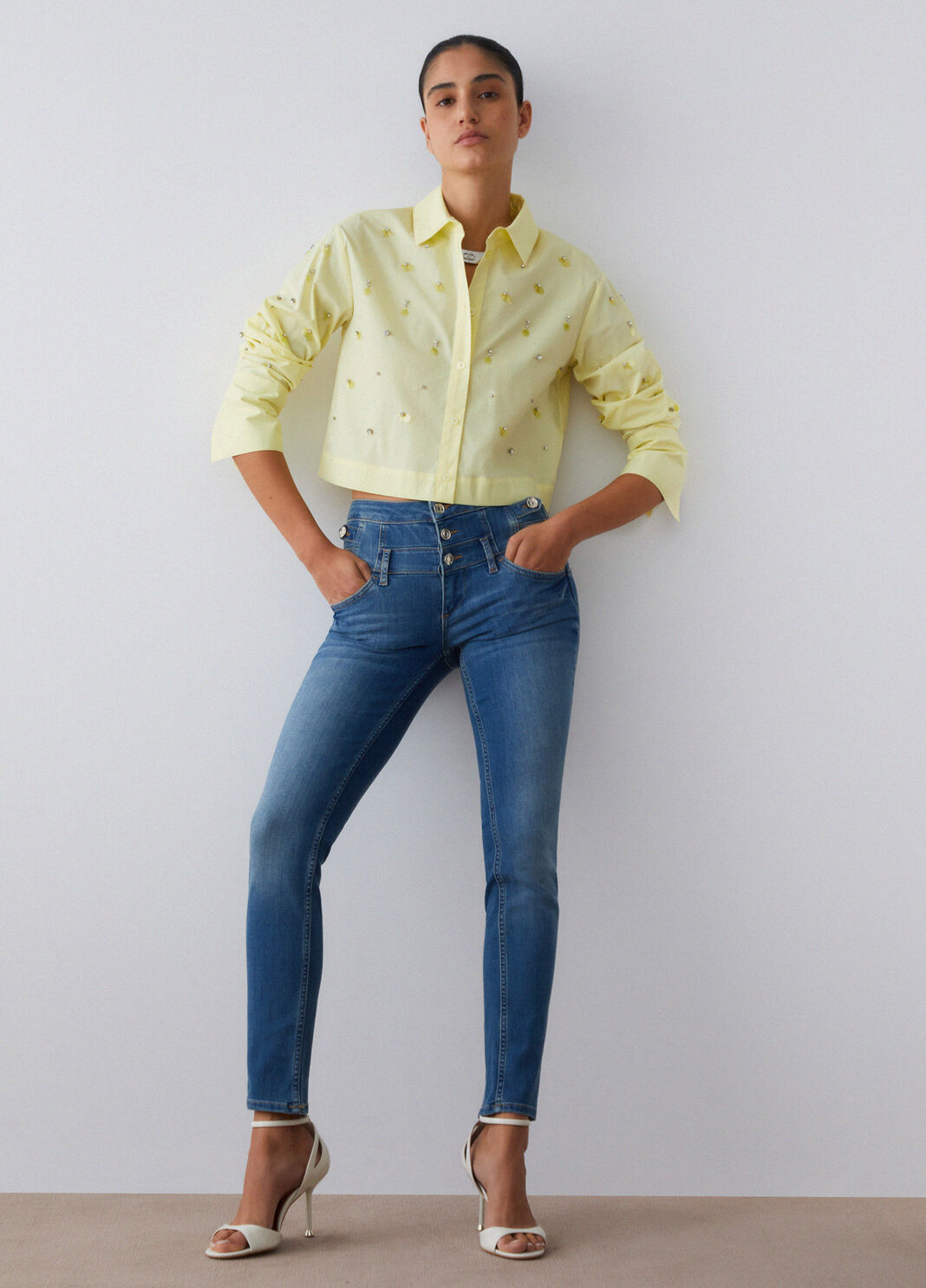 Vaqueros pitillo con strass denim azul Liu Jo - large image number 2