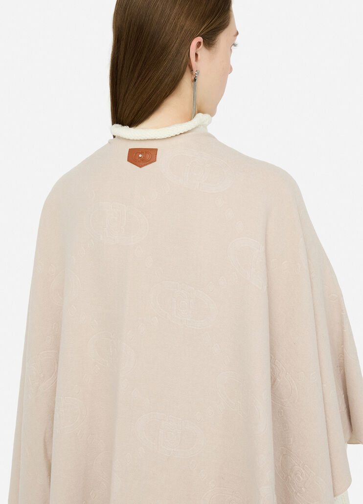 Poncho with logo and fringes oat Liu Jo - large image number 4
