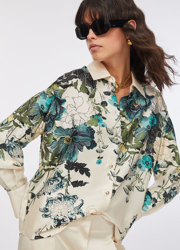 Printed twill shirt milk white Liu Jo - large image number 2