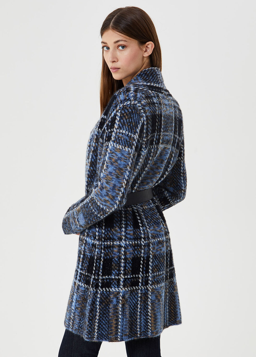 Jacquard coat with belt Black Liu Jo - large image number 1