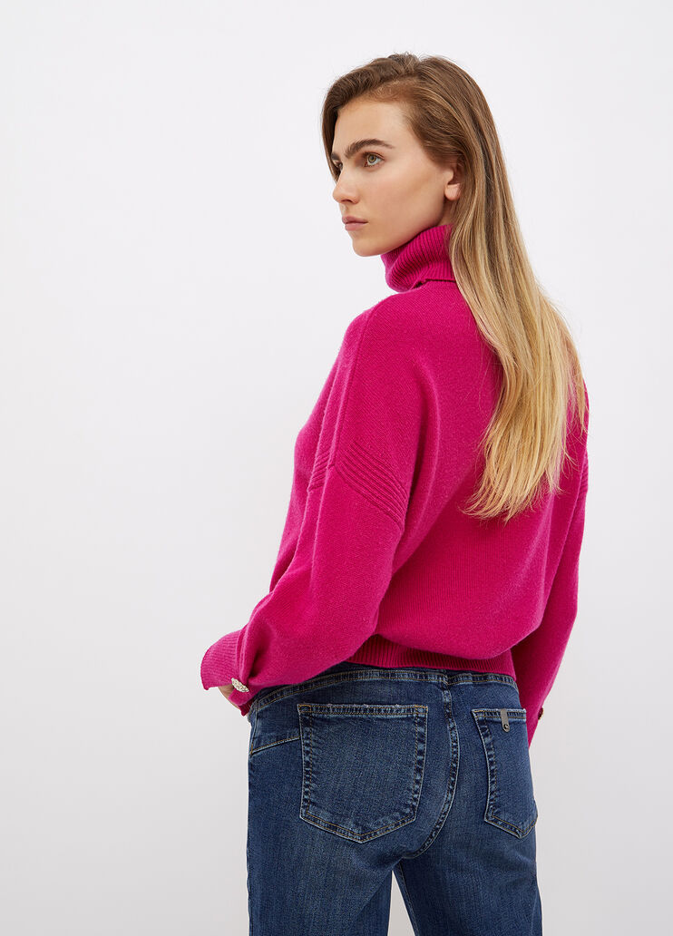 Turtleneck with jewel buttons fuchsia Liu Jo - large image number 1