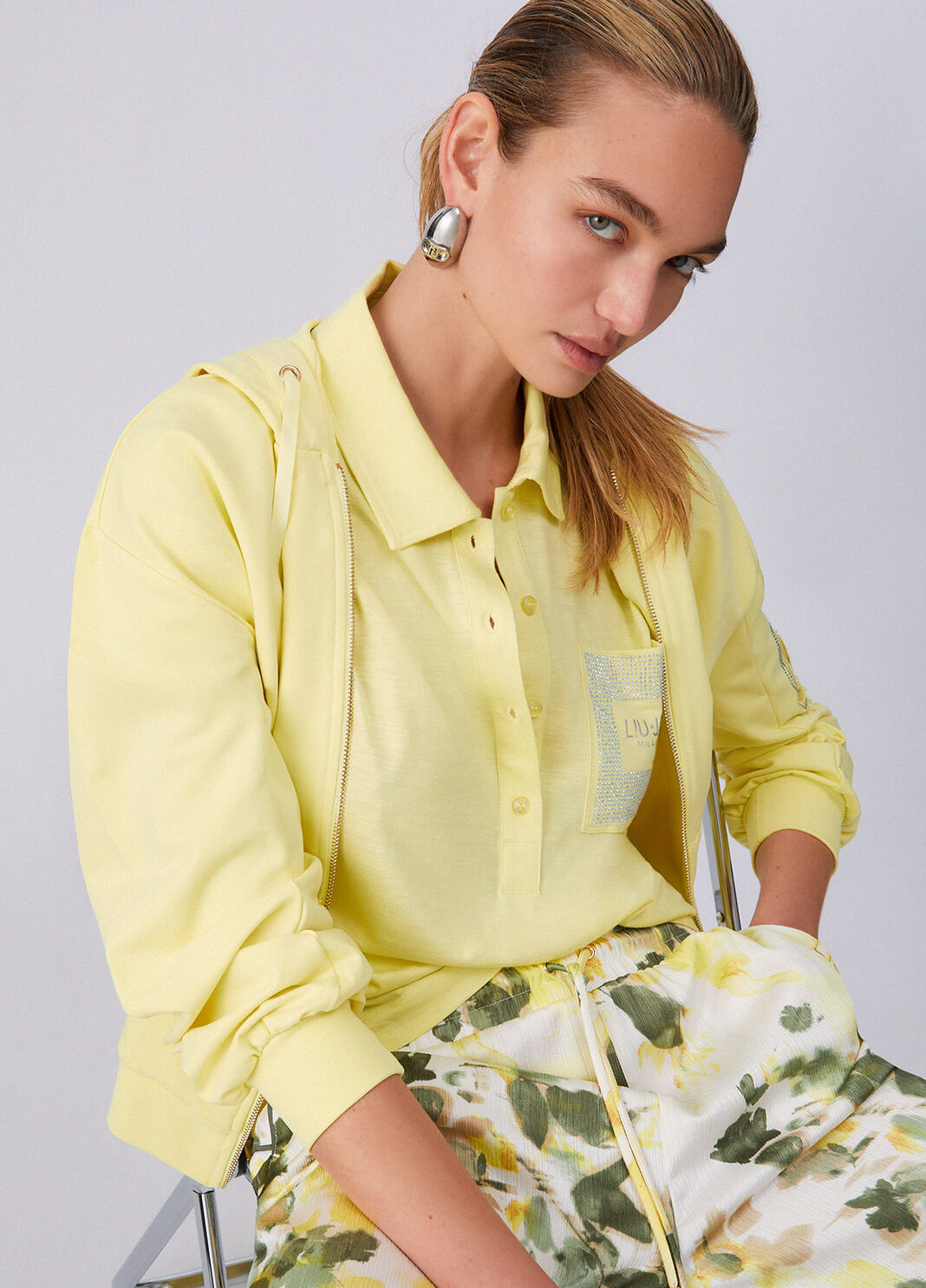 Sweatshirt with floral embroidery yellow Liu Jo - large image number 2