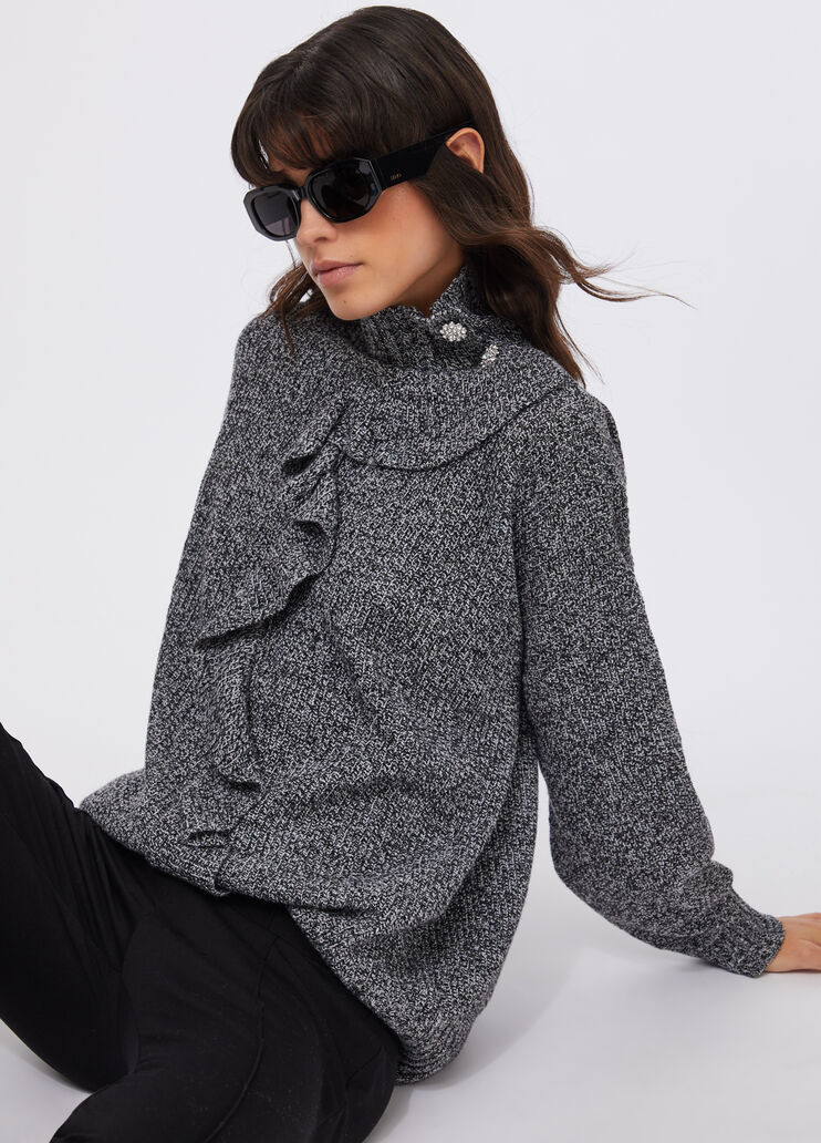 Maglia con maxi volant nero Liu Jo - medium