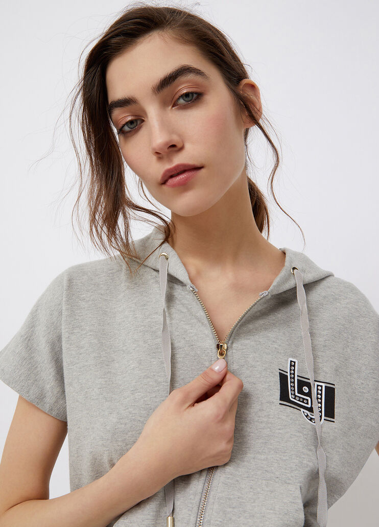 Экологичный жилет с капюшоном светло-серый Liu Jo - large image number 2