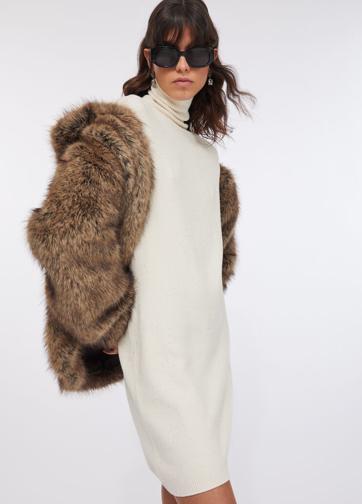 Vestido de punto con microlentejuelas blanco lana Liu Jo - large image number 2