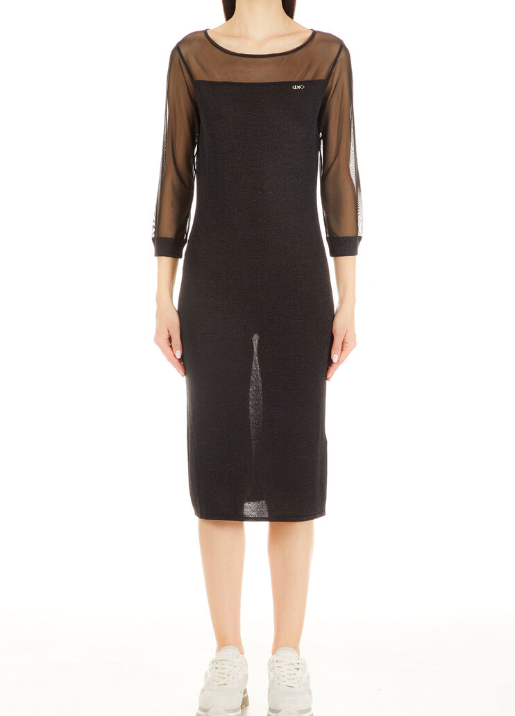 Short lurex® and tulle dress Black Liu Jo - large image number 0 Short lurex® and tulle dress Black Liu Jo - large image number 0