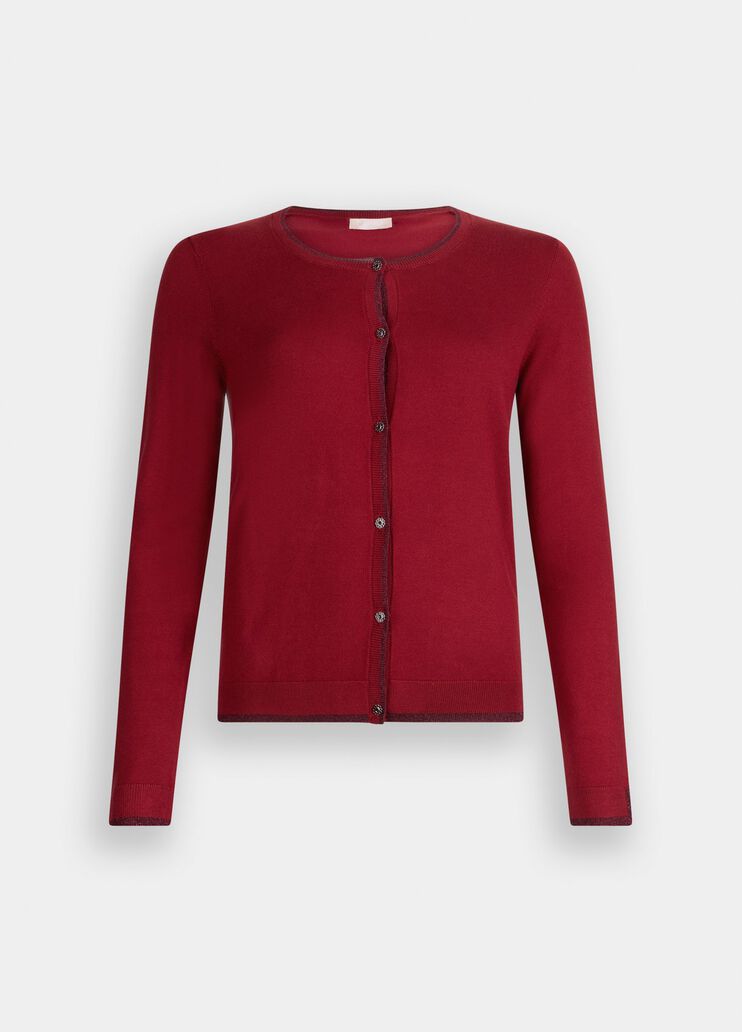 Cardigan with lurex® details red Liu Jo - large image number 6 Cardigan with lurex® details red Liu Jo - large image number 6