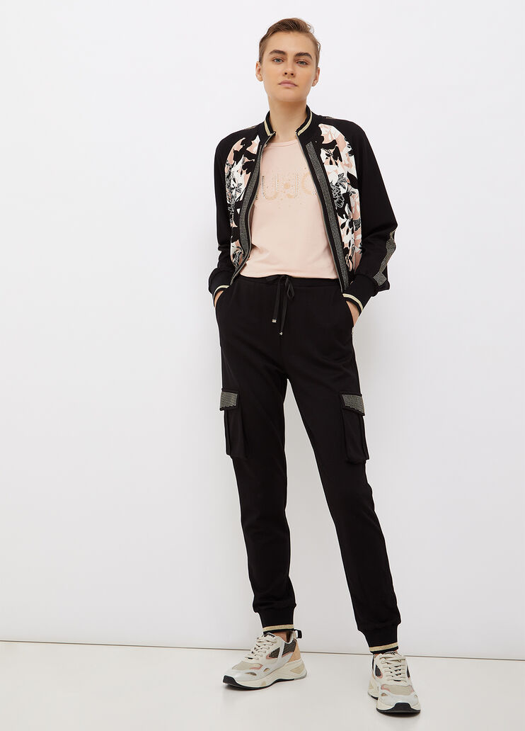 Felpa con zip noce con fiori Liu Jo - large image number 3