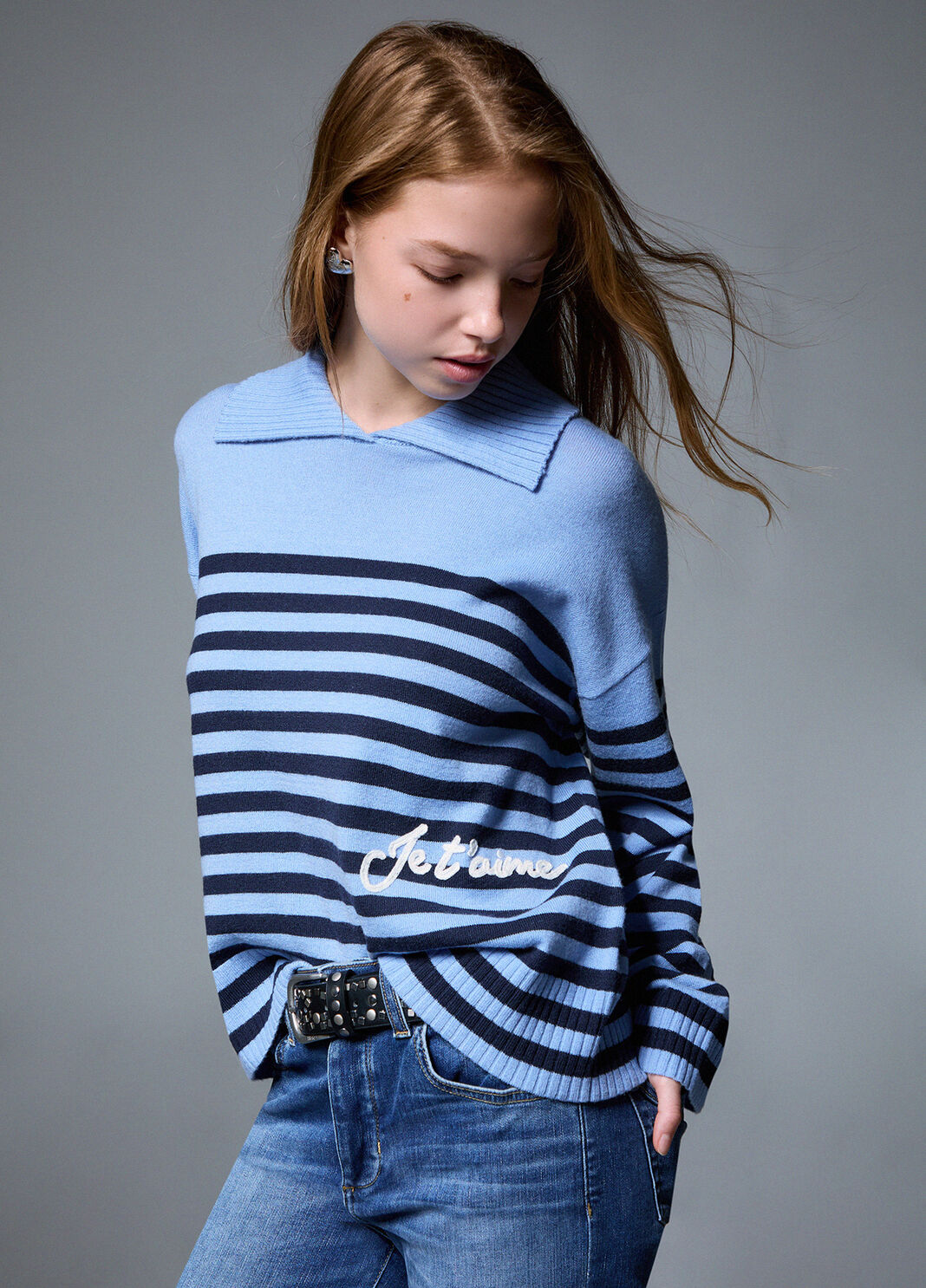 Knit striped with embroidery light blue Liu Jo - large image number 2