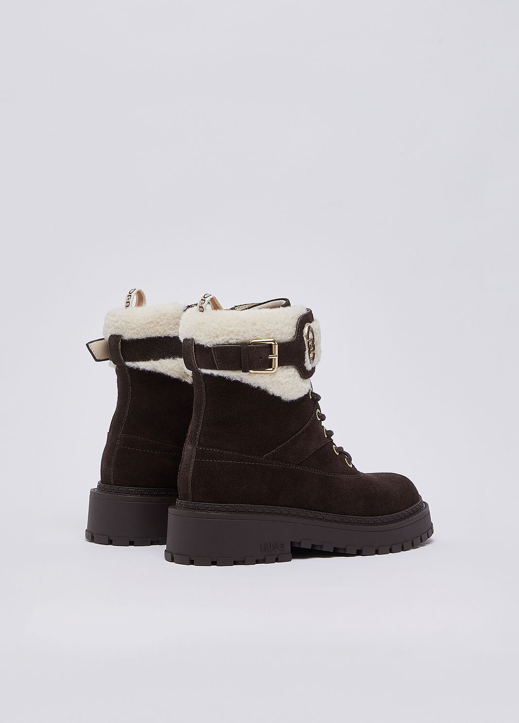 Schn&uuml;rboots aus Veloursleder und teddy Mokka Liu Jo - large image number 2