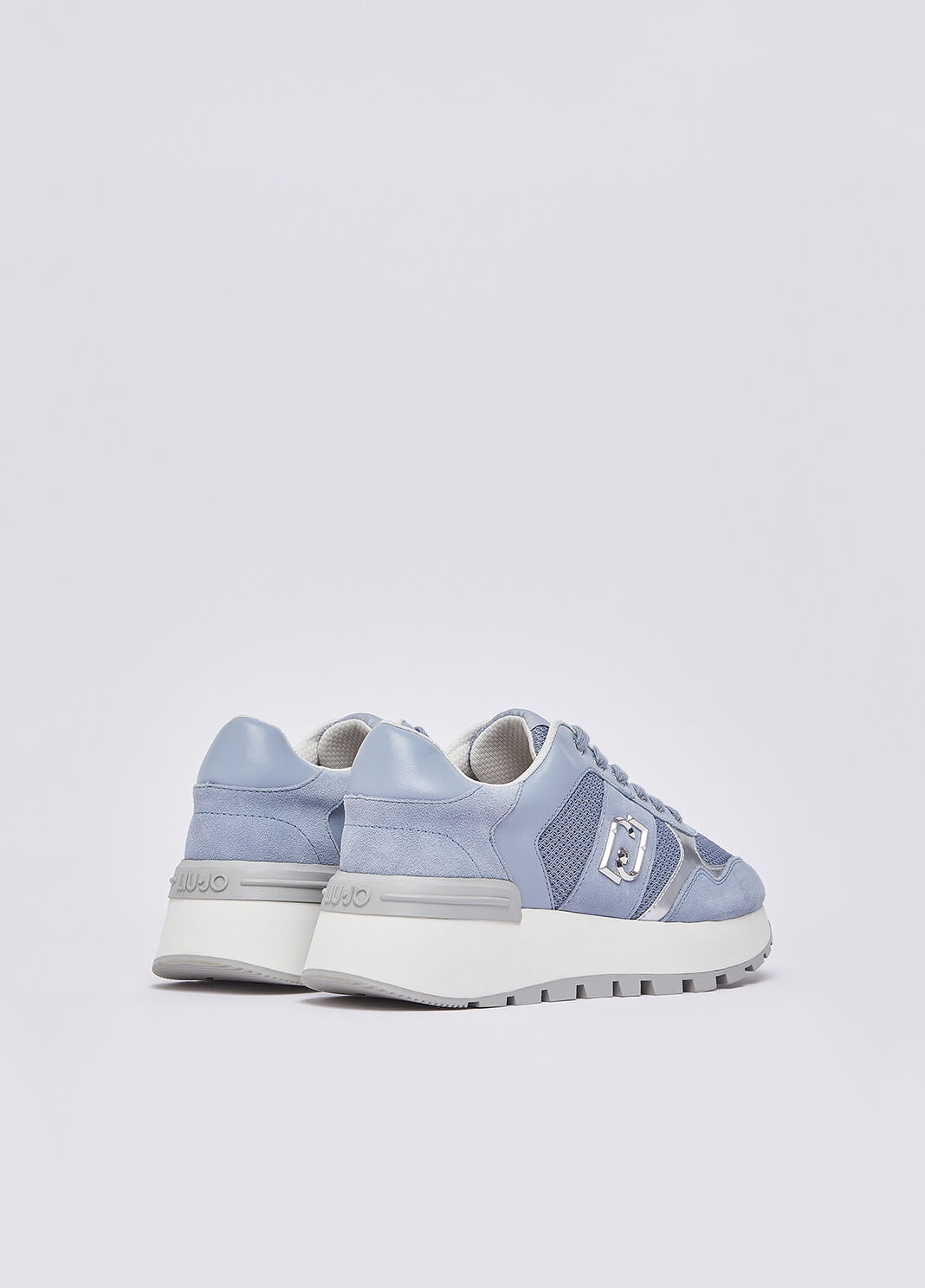 Sneakers &agrave; plateforme en daim et maille filet bleu clair Liu Jo - large image number 2