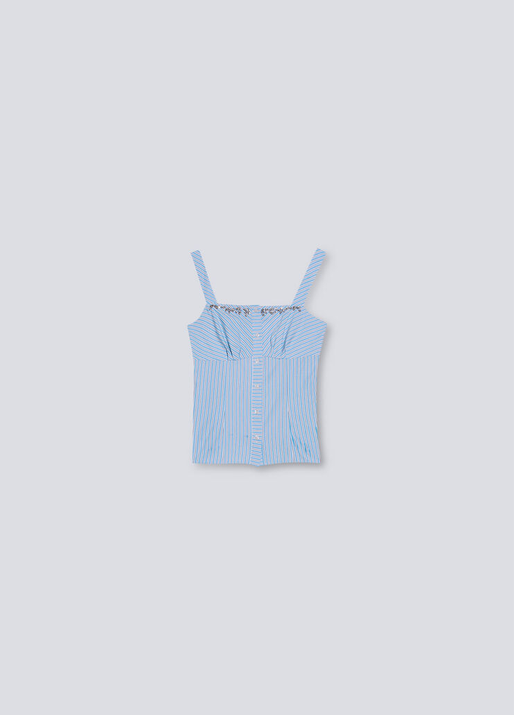 Striped top with jewel stones blue stripes Liu Jo - large image number 4 Striped top with jewel stones blue stripes Liu Jo - large image number 4