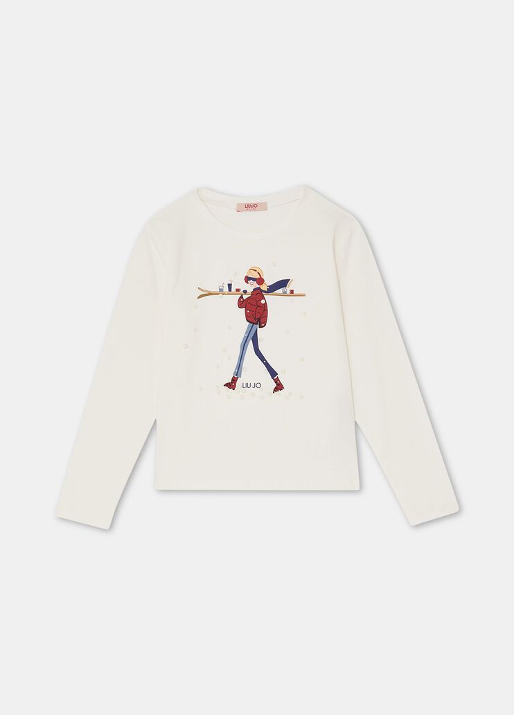T-shirt aus Baumwolle mit Print Wei&szlig; Liu Jo - medium