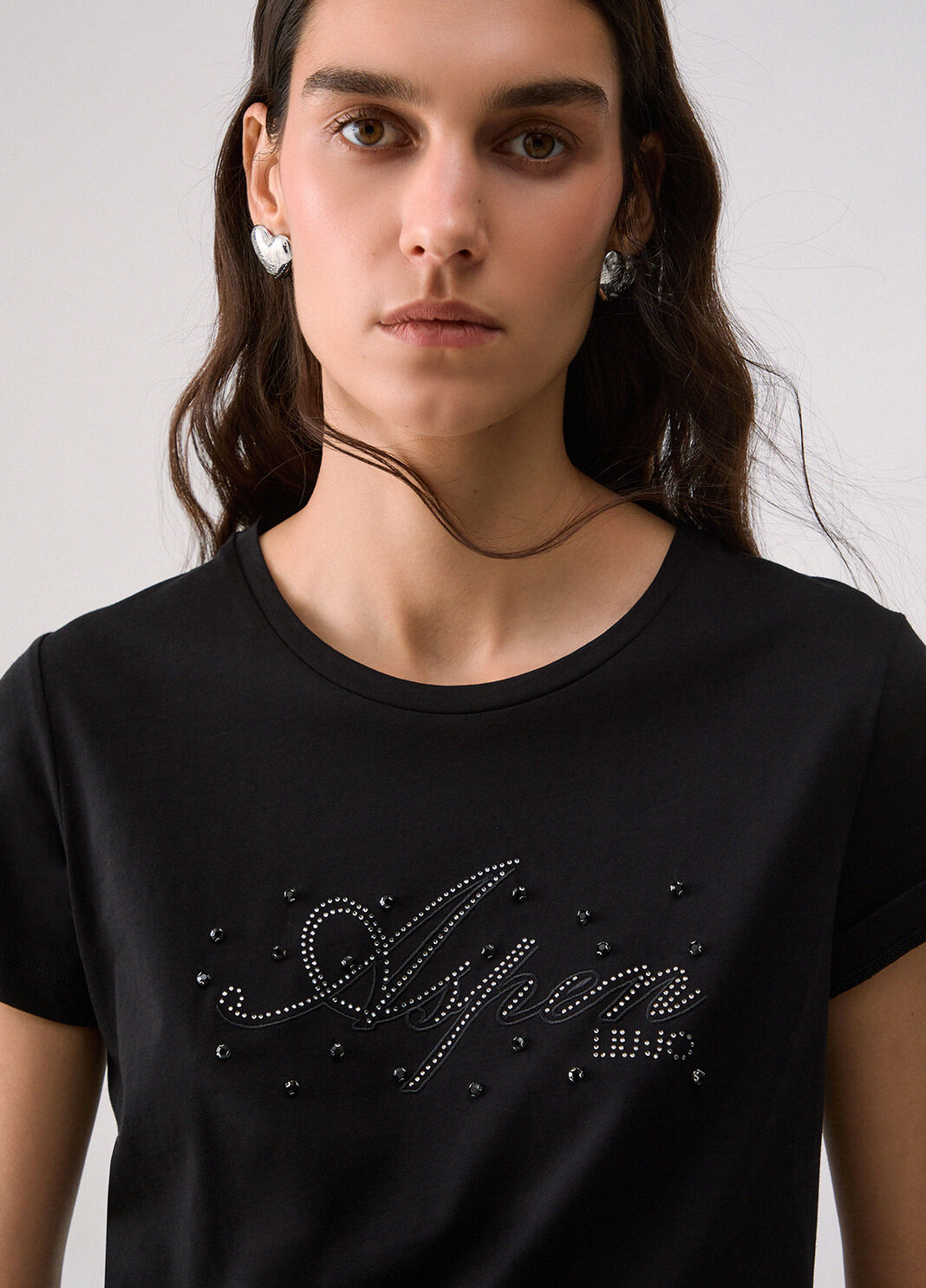 T-shirt with rhinestones black/Aspen Liu Jo - large image number 4