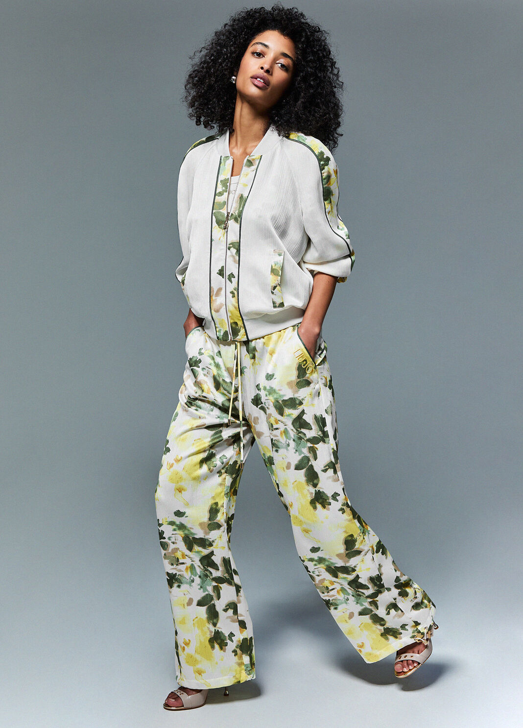 Printed satin jacket white/green Liu Jo - large image number 2